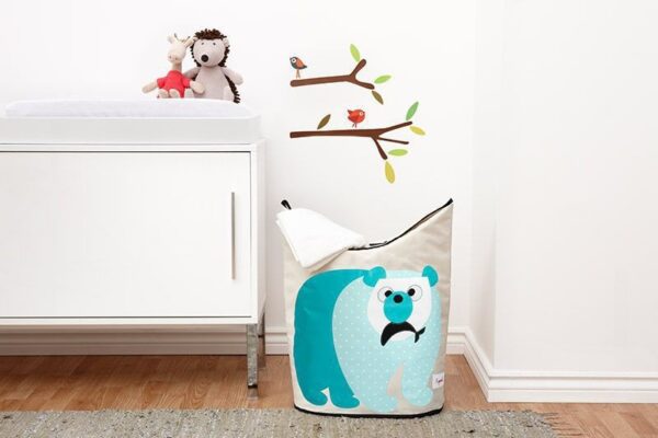 Wäschekorb für Kinderzimmer / faltbar / Eisbär