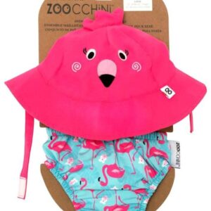Set Badewindel mit Sonnenhut Flamingo.