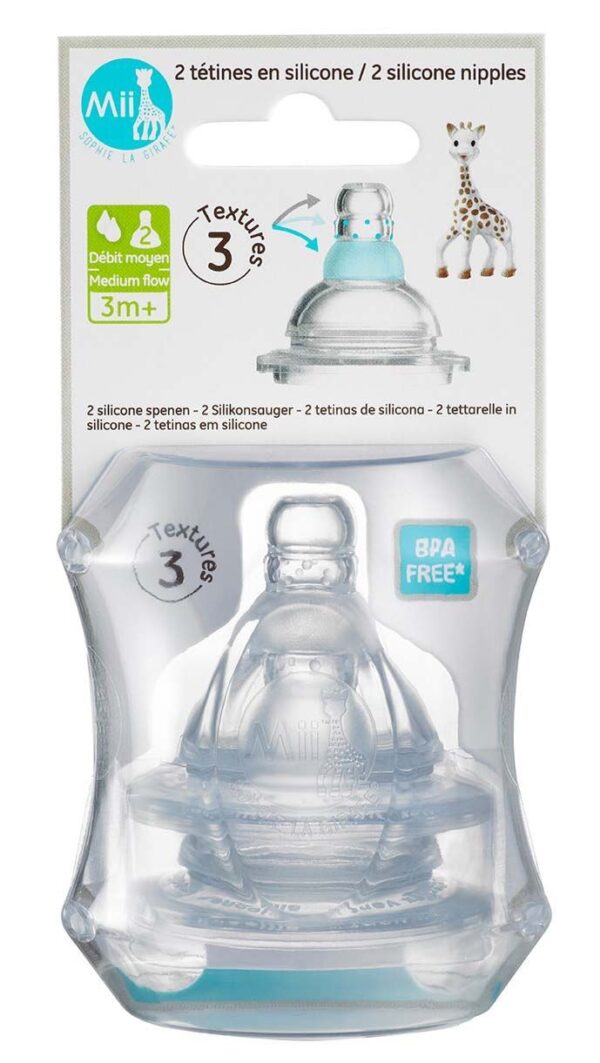 Mii Sophie la girafe® - Trinksauger Silikon 2er Pack - Gr. 2 (ab 3m / medium flow) – Bild 2