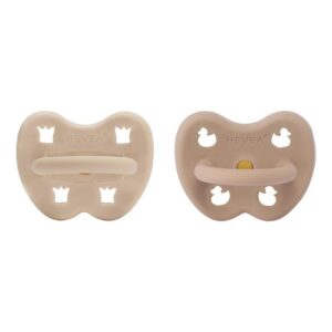 Schnuller 2er-Pack - Naturkautschuk / Sandy Nude + Tan Beige / kiefergerecht / Krone + Ente (ab 3 Mo