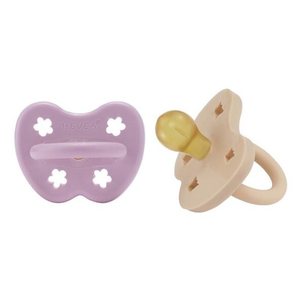 Schnuller 2er-Pack - Naturkautschuk / Light Orchid + Sandy Nude / rund / Blume + Krone (ab 3 Mon.) – Bild 2