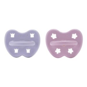 Schnuller 2er-Pack - Naturkautschuk / Dusty Violet + Light Orchid / kiefergerecht / Krone + Blume (a