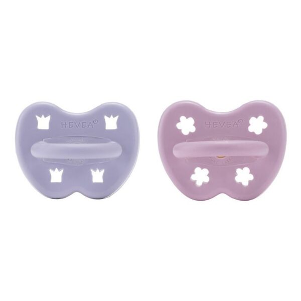 Schnuller 2er-Pack - Naturkautschuk / Dusty Violet + Light Orchid / kiefergerecht / Krone + Blume (a