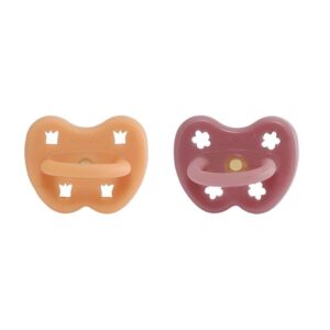 Schnuller 2er-Pack - Naturkautschuk / Apricot Crush + Berry Blush / kiefergerecht / Krone + Blume (a