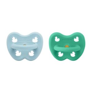 Schnuller 2er-Pack - Naturkautschuk / Maya Blue + Pop of Green / kiefergerecht / Ente (ab 3 Mon.)