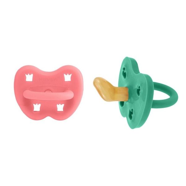 Schnuller 2er-Pack - Naturkautschuk / Tulip Pink & Pop of Green / kiefergerecht / Krone + Ente (ab 3 – Bild 2