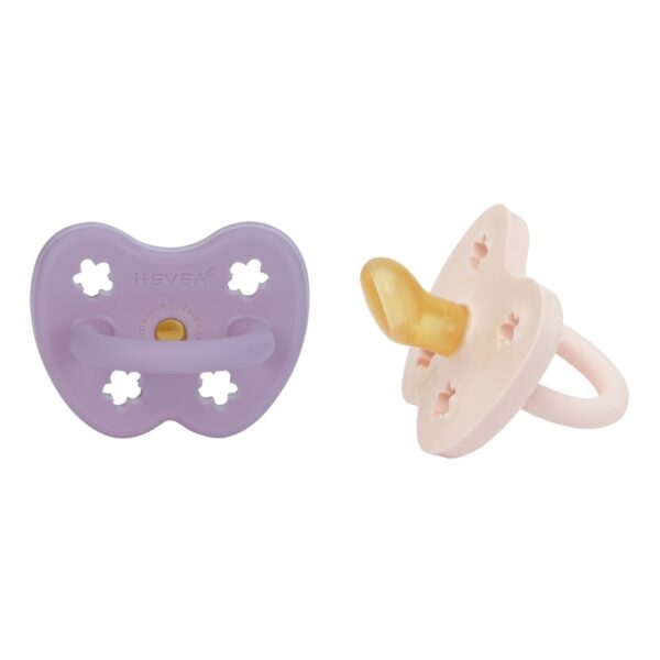 2er-Pack Schnuller - Naturkautschuk / Powder Pink & Lavender / kiefergerecht / Blume (ab 3 Mon.) – Bild 2