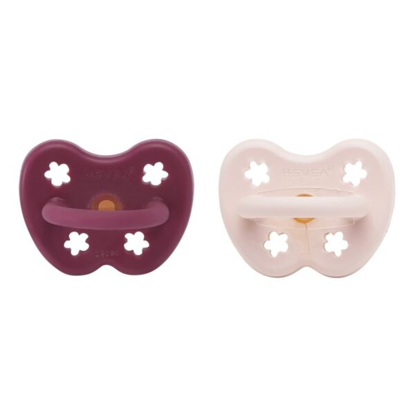 2er-Pack Schnuller - Naturkautschuk / Powder Pink & Rosewood / kiefergerecht / Blume (ab 3 Mon.)