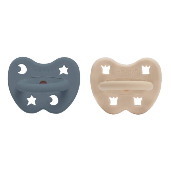 2er-Pack Schnuller - Naturkautschuk / Sand & Ocean Blue / kiefergerecht / Krone + Stern & Mond (ab 3