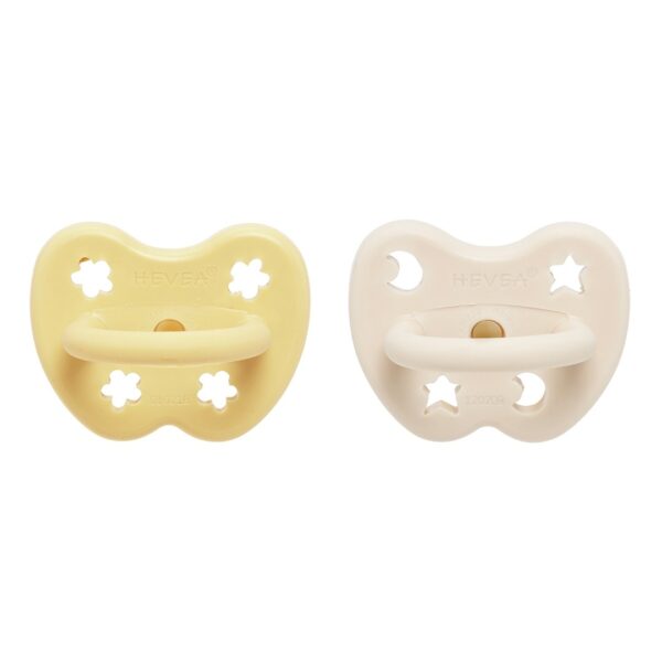 2er-Pack Schnuller - Naturkautschuk / Pale Butter & Milky White / kiefergerecht / Blume + Stern & Mo