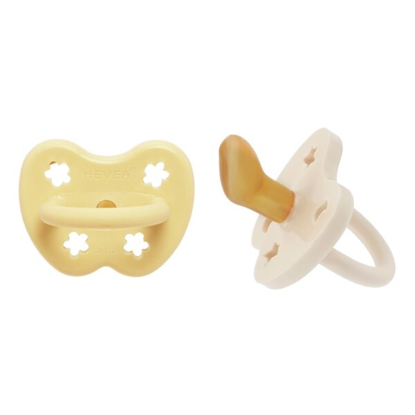 2er-Pack Schnuller - Naturkautschuk / Pale Butter & Milky White / kiefergerecht / Blume + Stern & Mo – Bild 2