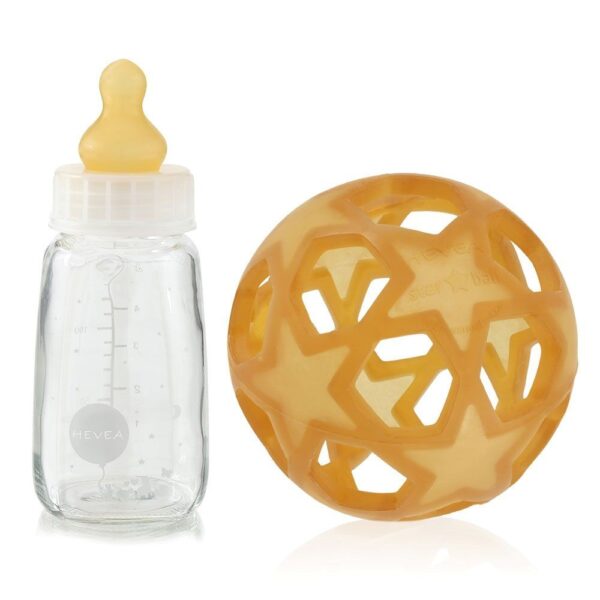 Babyfläschchen aus Glas / Weiß (120 ml) + Trinksauger + Starball - Naturkautschuk – Bild 2