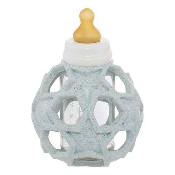 Babyfläschchen aus Glas (120 ml) + Trinksauger + Starball - Naturkautschuk / upcycled / Blue