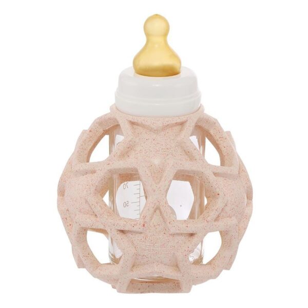 Babyfläschchen aus Glas (120 ml) + Trinksauger + Starball -Naturkautschuk / upcycled / Rose