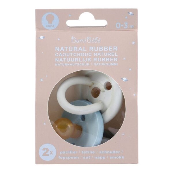 Bumi bébé Schnuller 2er-Pack - Naturkautschuk / Denim & Sage / rund / 0-3 Mon. – Bild 2
