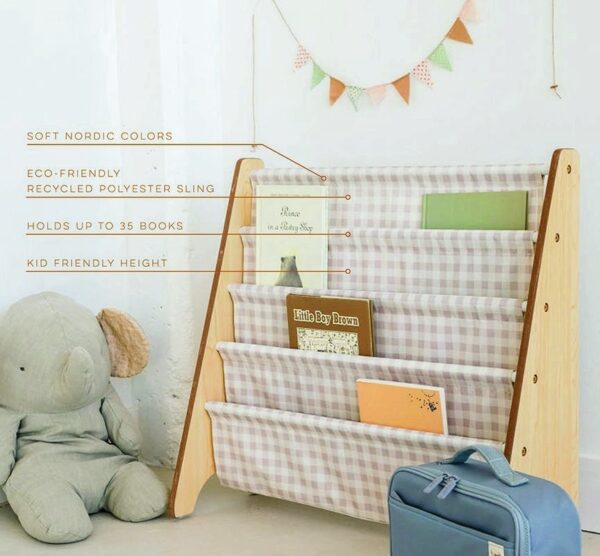 Kinderbücherregal / Recycling / Gingham Beige – Bild 2