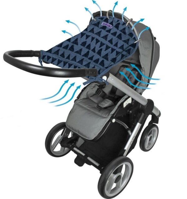Dooky Universal Cover Design - Sonnenschutz für Kinderwagen / UPF 50+ / Blaues Tribal – Bild 4