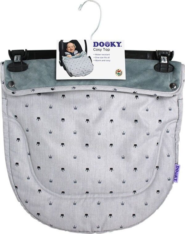 Dooky Cosy Top - Babyschalenüberzug / wasserabweisend / Hellgraue Kronen – Bild 2