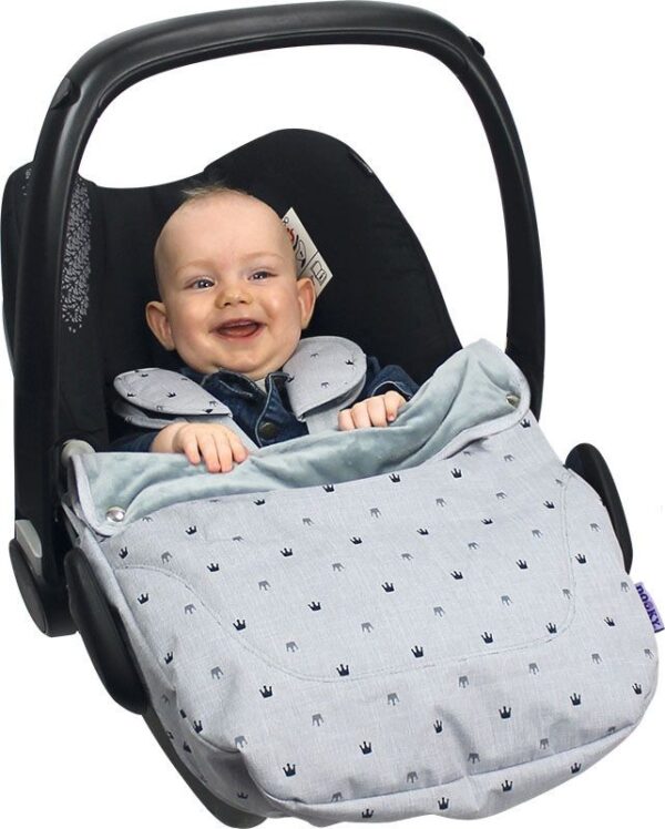 Dooky Cosy Top - Babyschalenüberzug / wasserabweisend / Hellgraue Kronen – Bild 3