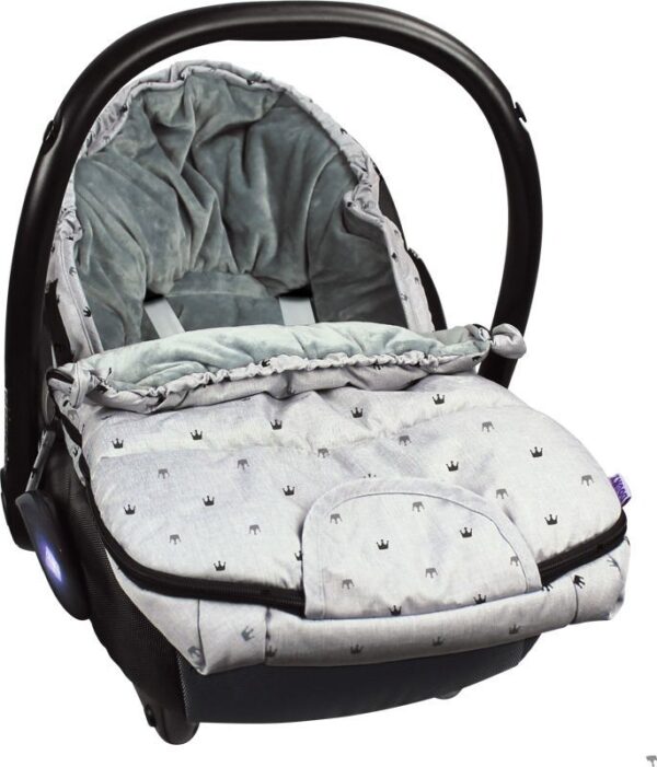Dooky Footmuff SMALL - Fußsack / Hellgraue Kronen / klein – Bild 4