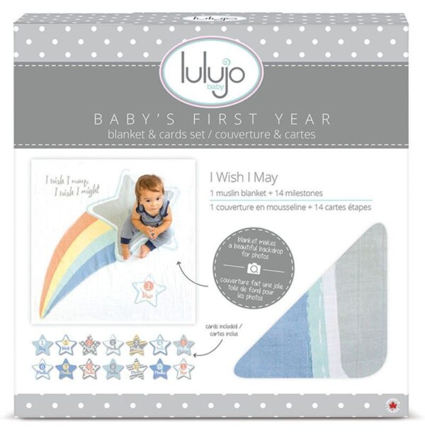 Baby's First Year™ Mulltuch & Karten Set / Baumwolle / I Wish I May I Will – Bild 4