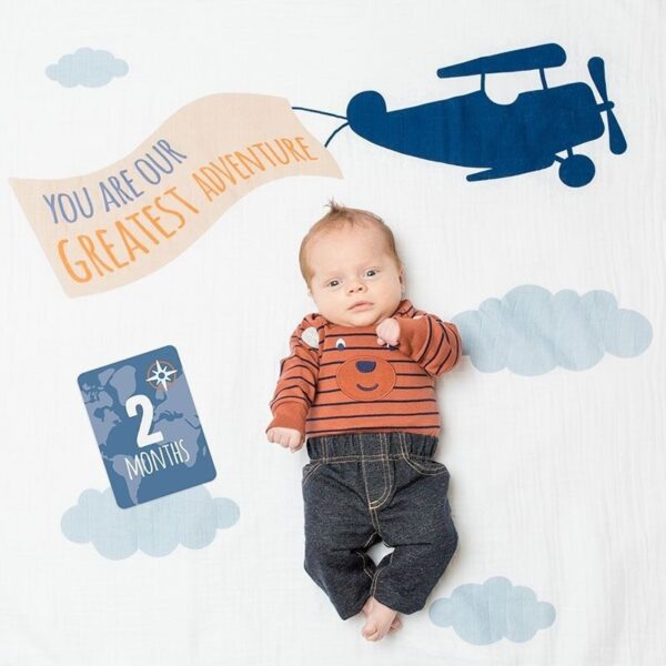 Baby's First Year™ Mulltuch & Karten Set / Baumwolle / Greatest Adventure – Bild 2