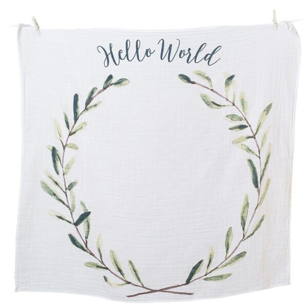 Baby's First Year™ Mulltuch & Karten Set / Baumwolle / Hello World – Bild 3