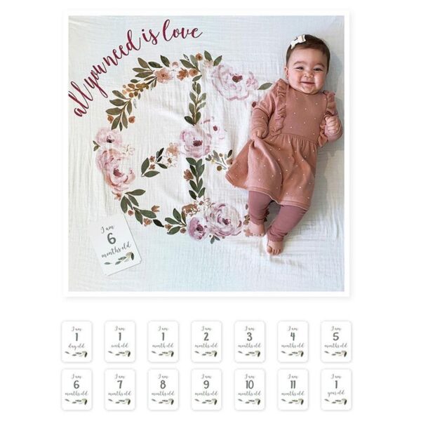 Baby's First Year™ Mulltuch & Karten Set / Baumwolle / All you need ist Love