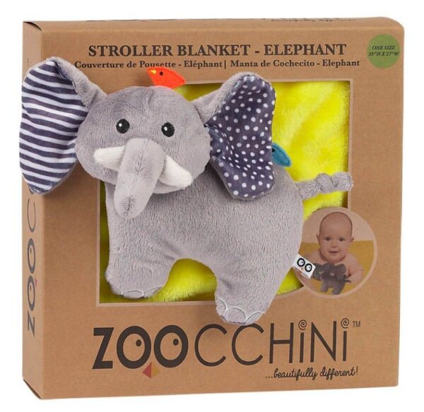 Kuschelweiche Kinderwagendecke mit Elefant.