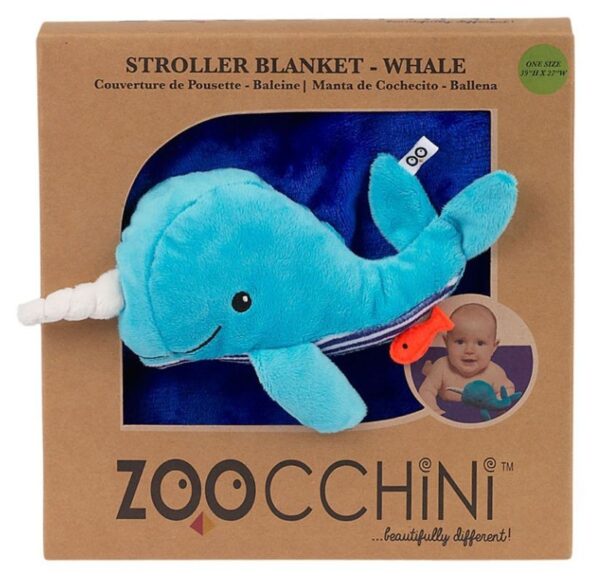 Kuschelweiche Kinderwagendecke mit Wal.