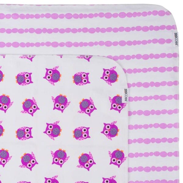 Baby's Flanell blanket/Babydecke 2er Set - Owl/Purple