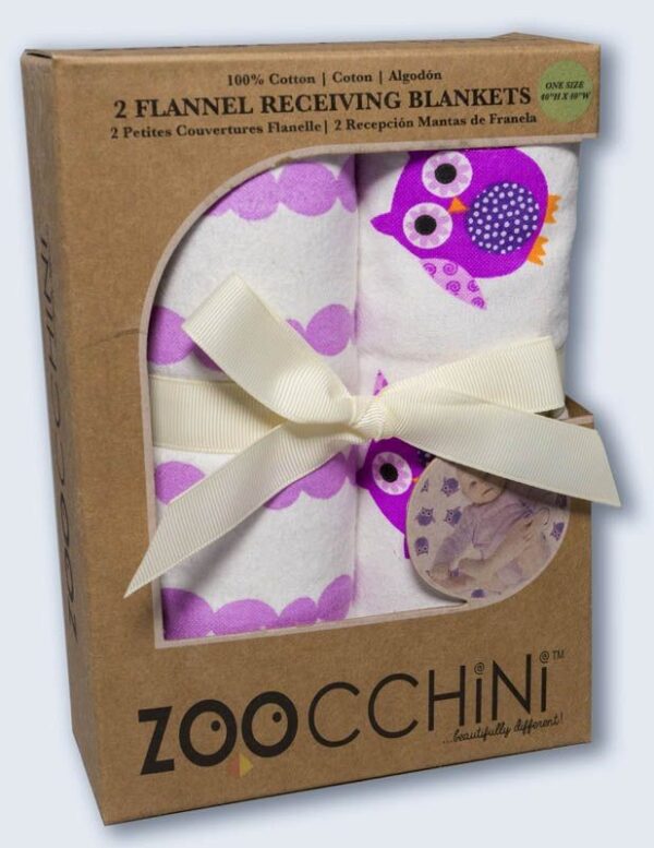 Baby's Flanell blanket/Babydecke 2er Set - Owl/Purple – Bild 3