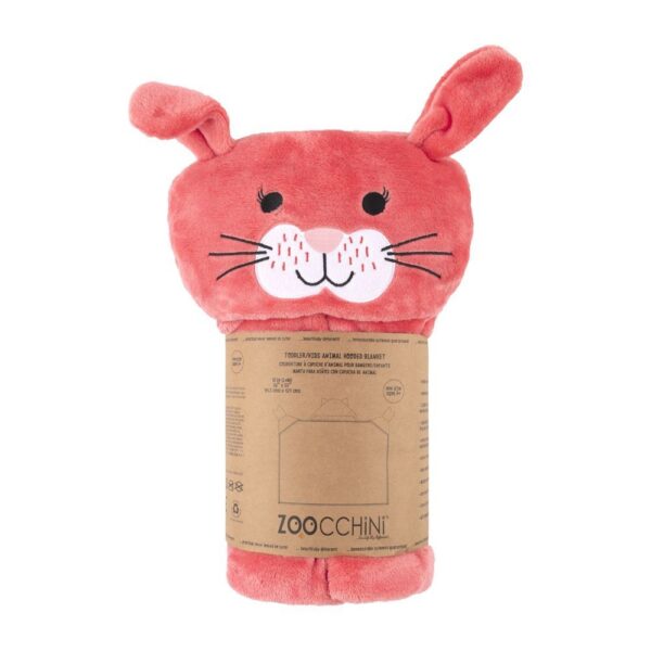 Kuscheldecke mit Kapuze „Bella das Häschen“ 🐰 – Rot (Zoocchini) – Bild 2