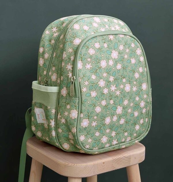 Rucksack mit Isolierfach / Blüten / Salbeigrün – Bild 3