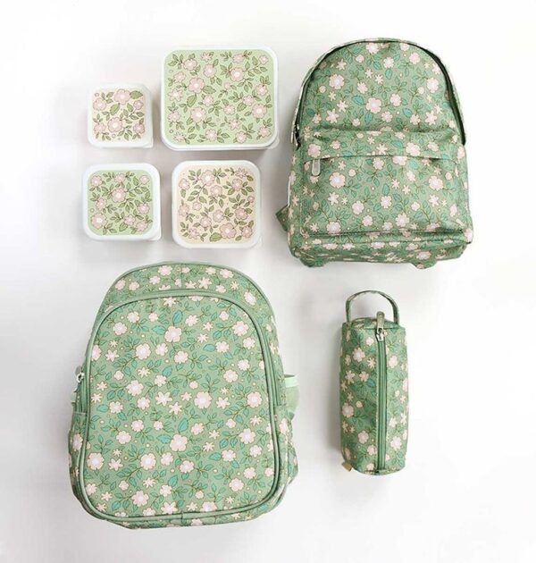 Rucksack mit Isolierfach / Blüten / Salbeigrün – Bild 4