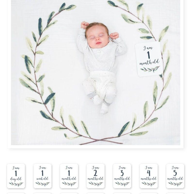 Baby's First Year™ Mulltuch & Karten Set / Baumwolle / Hello World