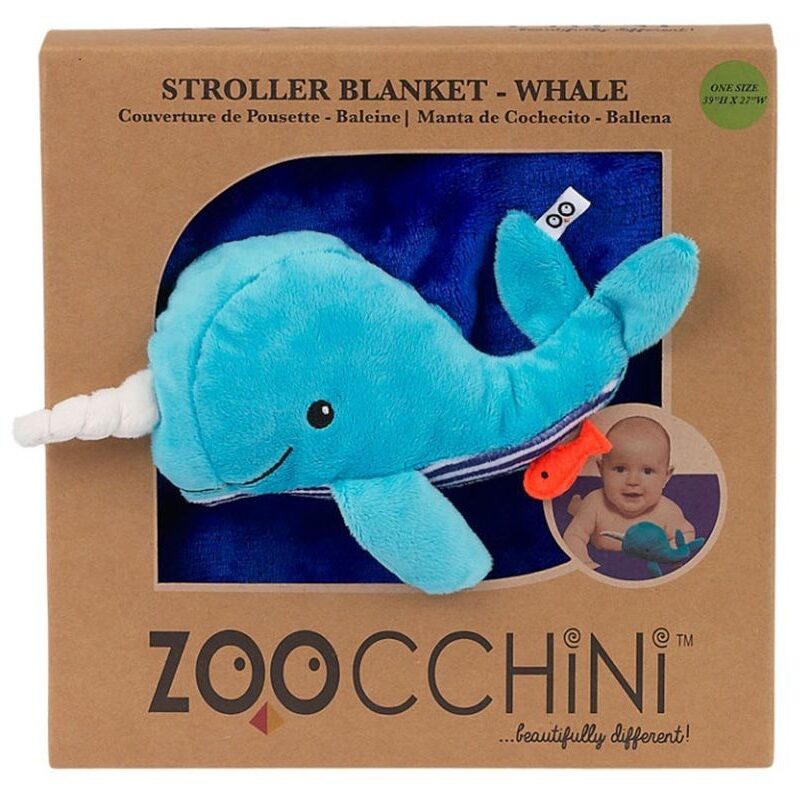 Kuschelweiche Kinderwagendecke mit Wal.