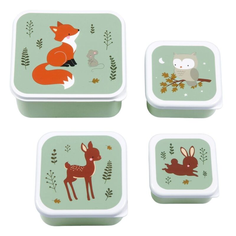 Lunchbox / 4er Set / Waldfreunde / Salbeigrün