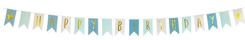 Wimpelkette Happy Birthday / Blau