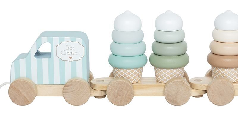 Bunter Eiscreme-Spielzug zum nachziehen, stapeln und spielen,fördert die Motorik und Phantasie ihrer Kleinen.