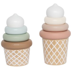Eiscreme aus Holzteilen verschieden kombinierbar.So wird spielerisch die Feinmotorik und die Hand-Augen Koordination Ihres Kindes gefördert